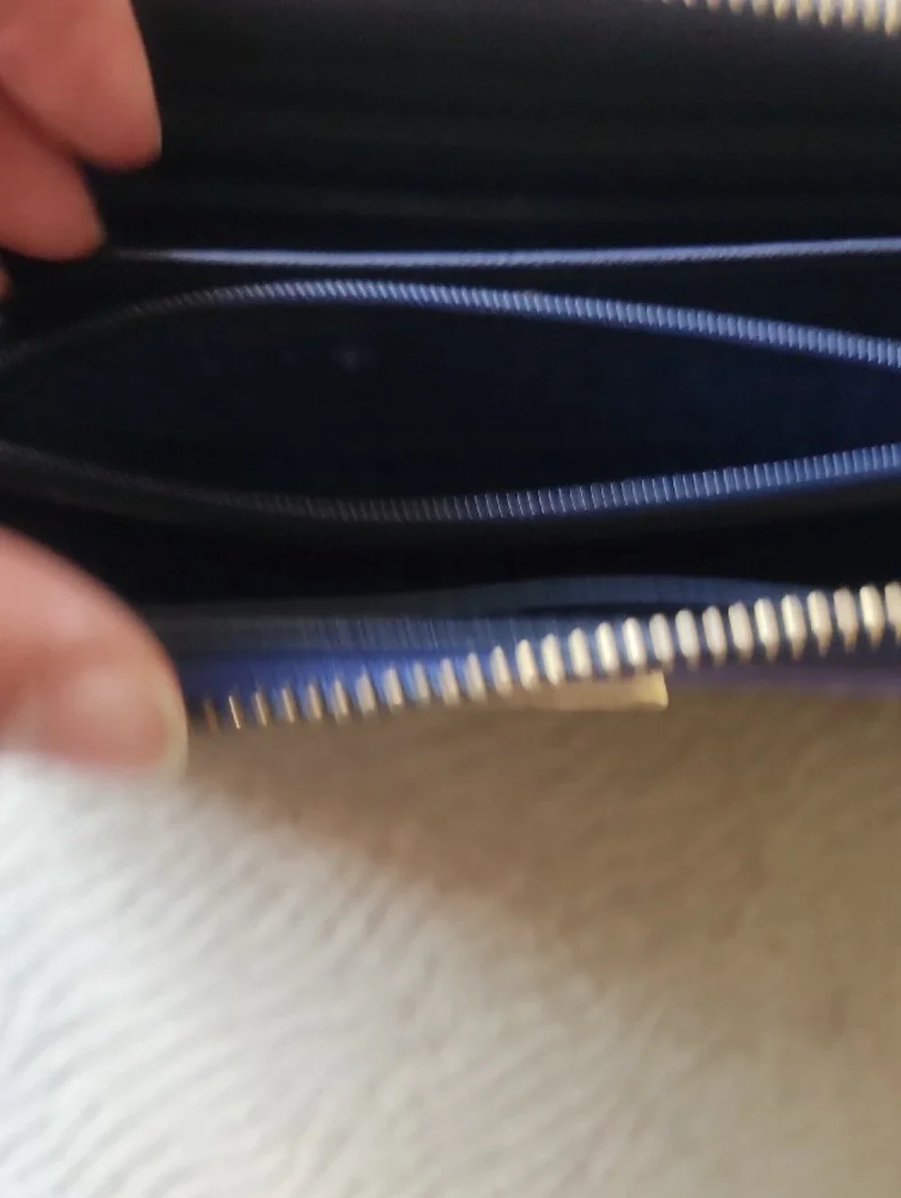 Kate Spade Blue, Light Blue, White & Red Striped Zip Wallet